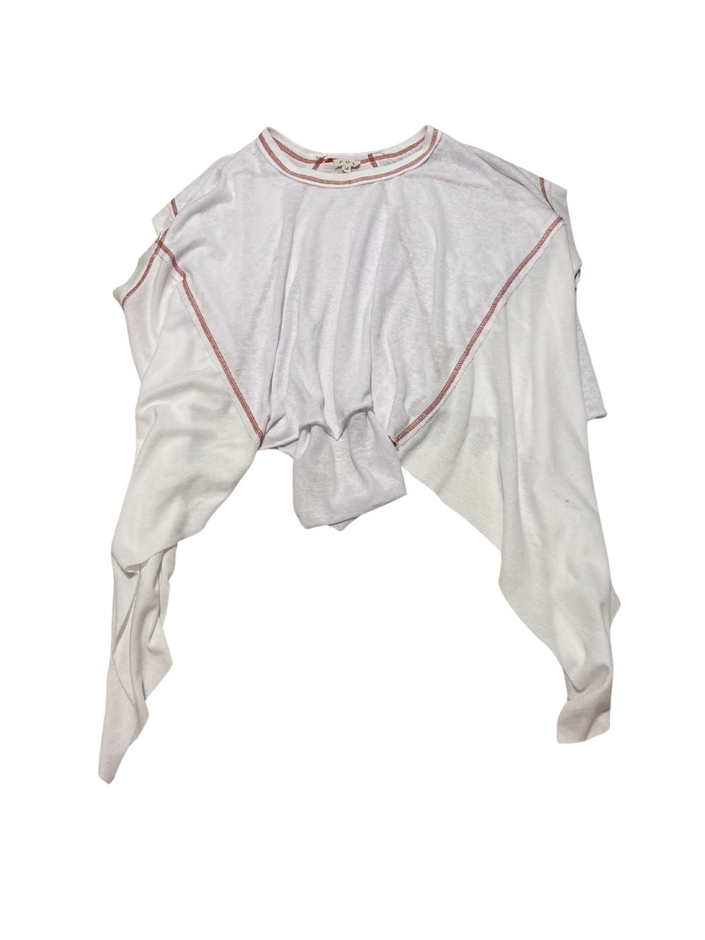 POL Clothing distressed asymmetric long-sleeve top